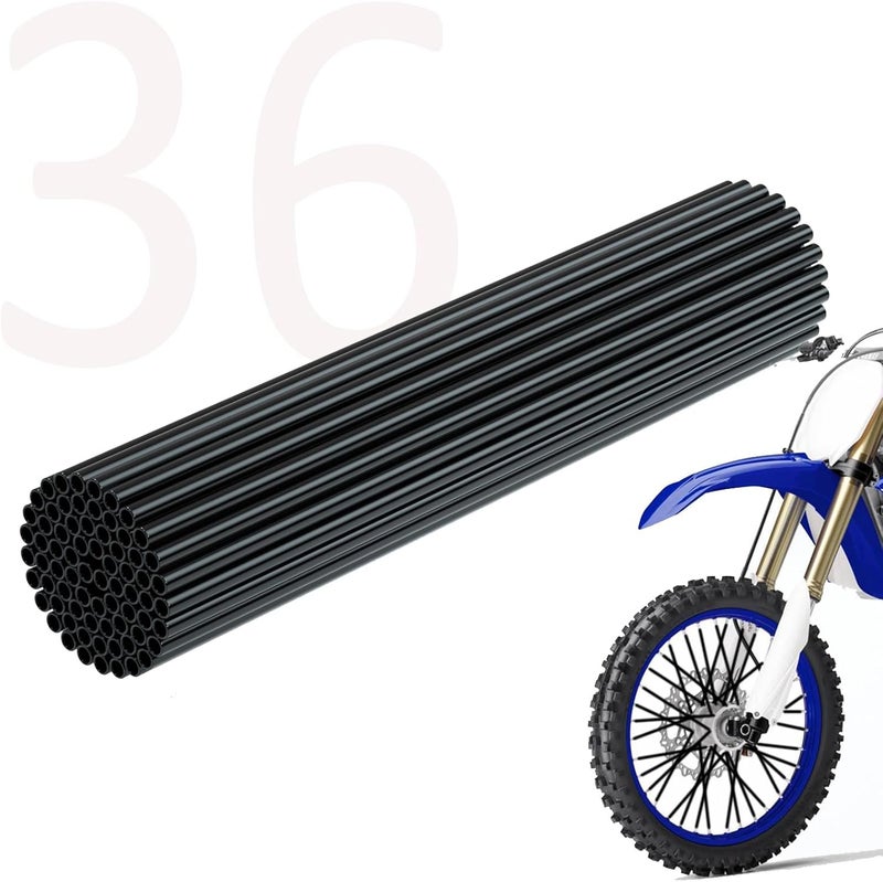 REWOLFNUS 36Pcs Dirt Bike Spoke Covers Wheel Spoke Wraps Wheel Rim Spoke Skins Universal for Motorcycle(Black) - Image 1